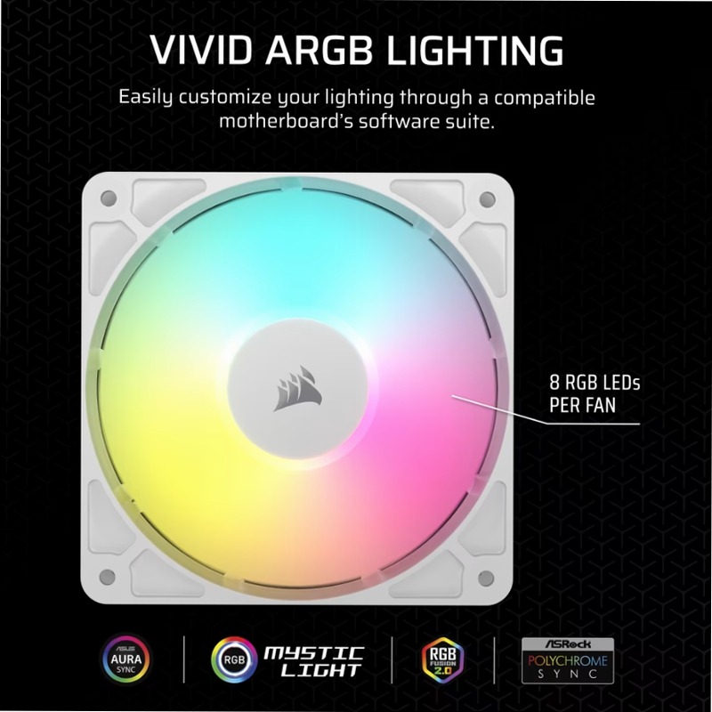 Ventole RS120 ARGB PWM da 120 mm - Confezione da tre - Bianco 120mm