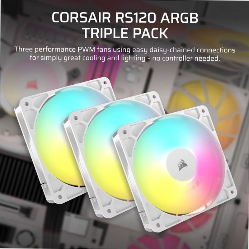 Ventole RS120 ARGB PWM da 120 mm - Confezione da tre - Bianco 120mm
