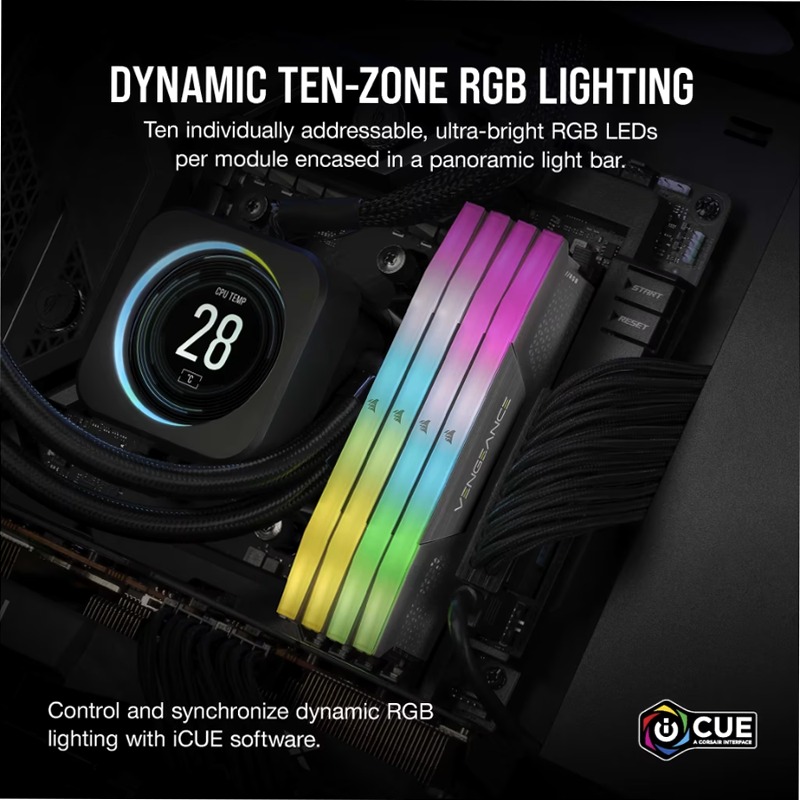 VENGEANCE® RGB 16GB (2x8GB) DDR5 DRAM Up To 6000MT/s CL36
