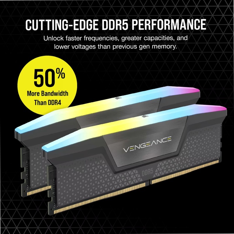 VENGEANCE® RGB 16GB (2x8GB) DDR5 DRAM Up To 6000MT/s CL36