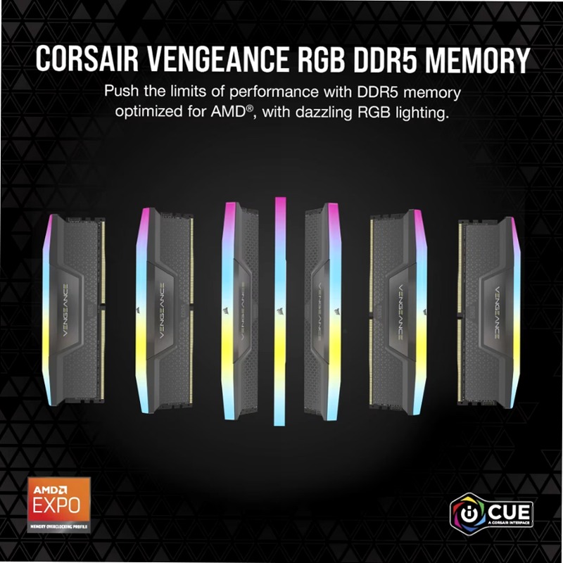 VENGEANCE® RGB 16GB (2x8GB) DDR5 DRAM Up To 6000MT/s CL36