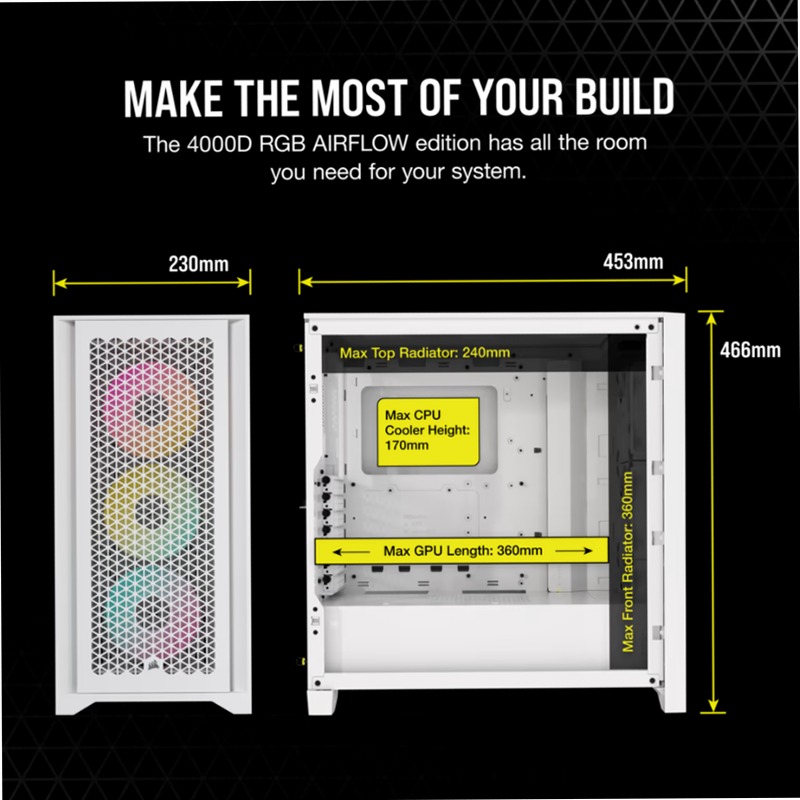 iCUE 4000D RGB AIRFLOW Mid-Tower Case - True White