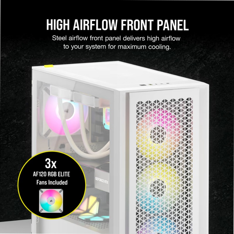 iCUE 4000D RGB AIRFLOW Mid-Tower Case - True White