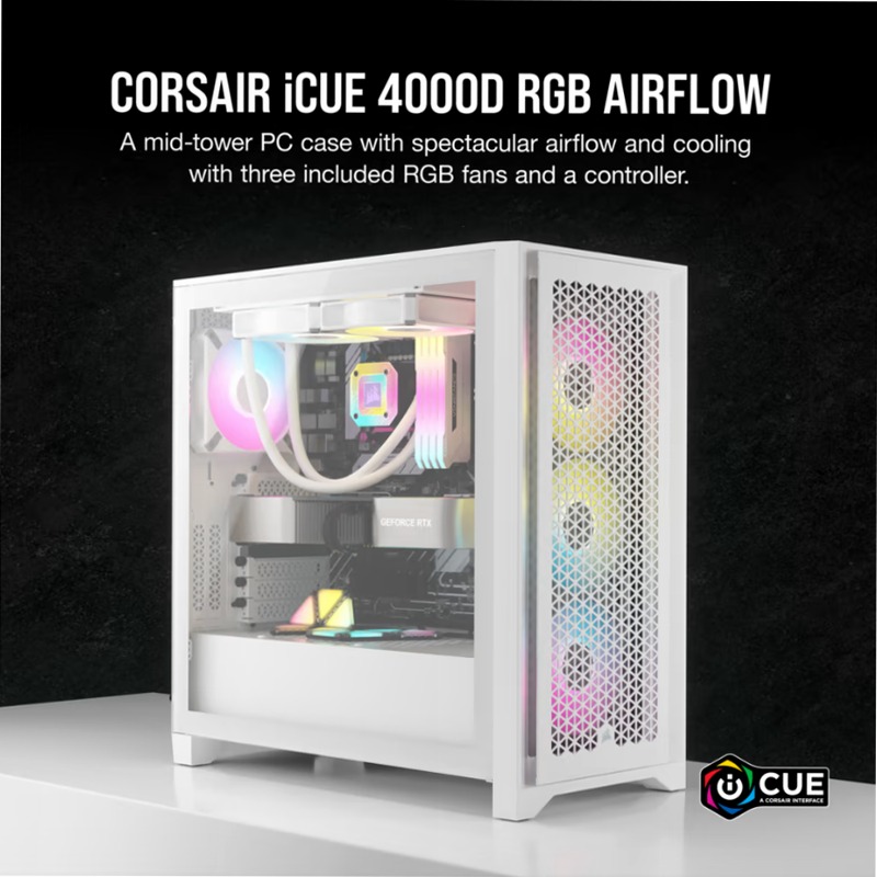 iCUE 4000D RGB AIRFLOW Mid-Tower Case - True White