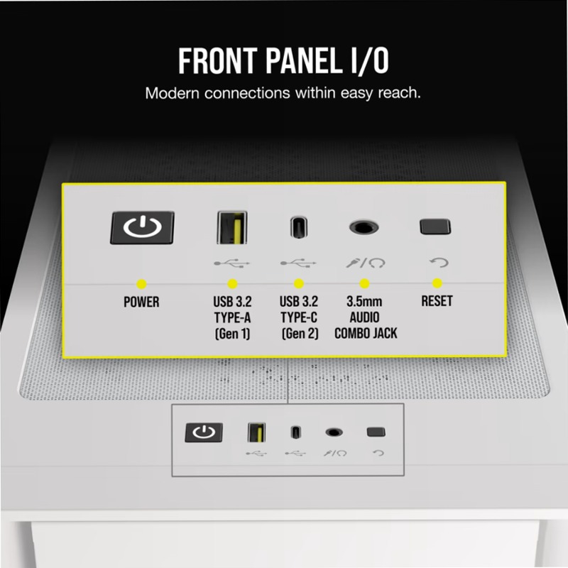 iCUE 4000D RGB AIRFLOW Mid-Tower Case - True White