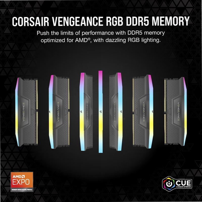VENGEANCE® RGB 32GB (2x16GB) DDR5 DRAM Up To 6400MT/s CL36 2 6400mhz