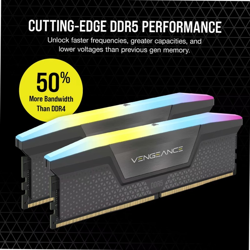 Kit di memoria DRAM DDR5 VENGEANCE RGB 64 GB (2x32 GB) 6000 MT/s CL30 AMD EXPO e Intel XMP