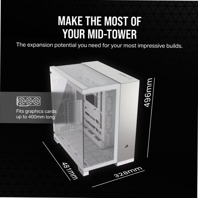 Case per PC Mid-Tower a doppia camera 6500X - Alluminio bianco/grigio satinato