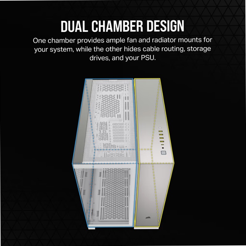 Case per PC Mid-Tower a doppia camera 6500X - Alluminio bianco/grigio satinato