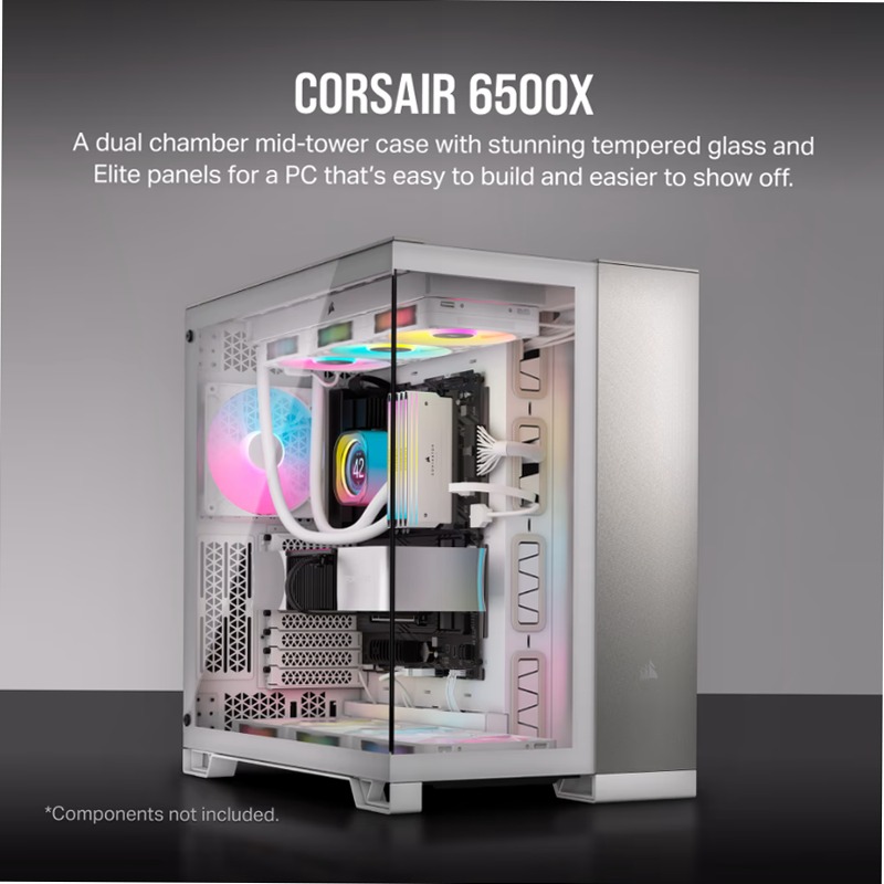 Case per PC Mid-Tower a doppia camera 6500X - Alluminio bianco/grigio satinato