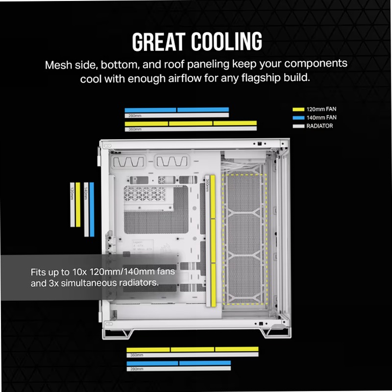 Case per PC Mid-Tower a doppia camera 6500X - Alluminio bianco/grigio satinato