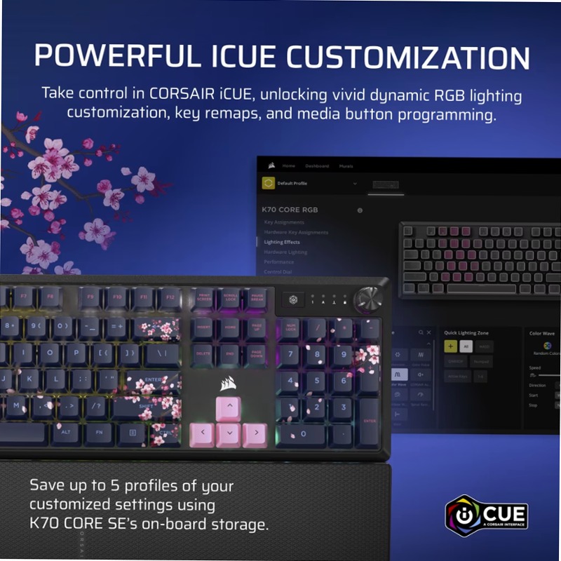 Tastiera Gaming K70 Core SE RGB - Dark Cherry Blossom Meccanica
