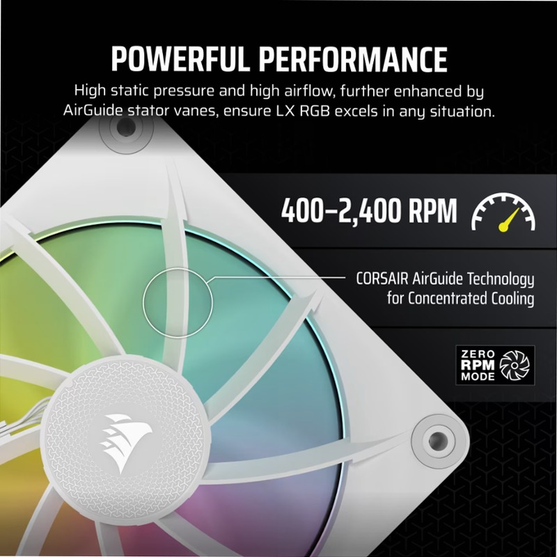 Espansione ventola PWM iCUE LINK LX120 RGB - Bianco 120mm LED