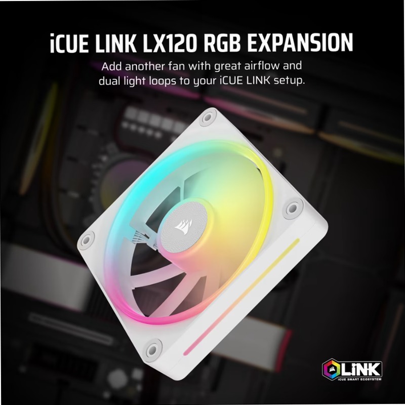 Espansione ventola PWM iCUE LINK LX120 RGB - Bianco 120mm LED