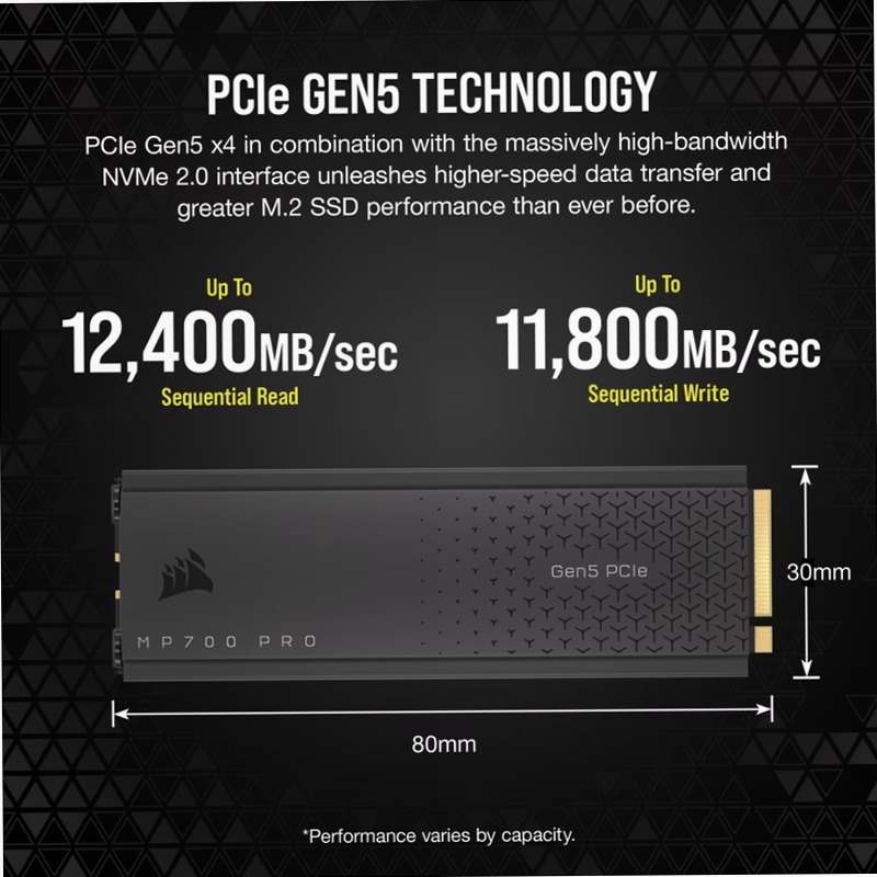 SSD M.2 NVMe 2.0 PCIe Gen5 x4 MP700 PRO da 2 TB