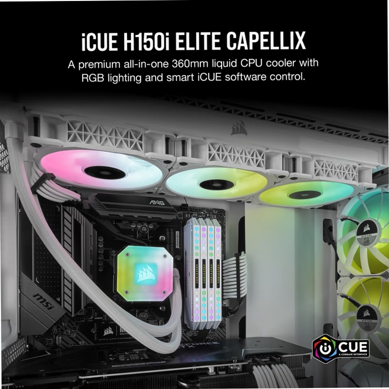 Dissipatore a liquido iCUE H150i ELITE CAPELLIX — Bianco