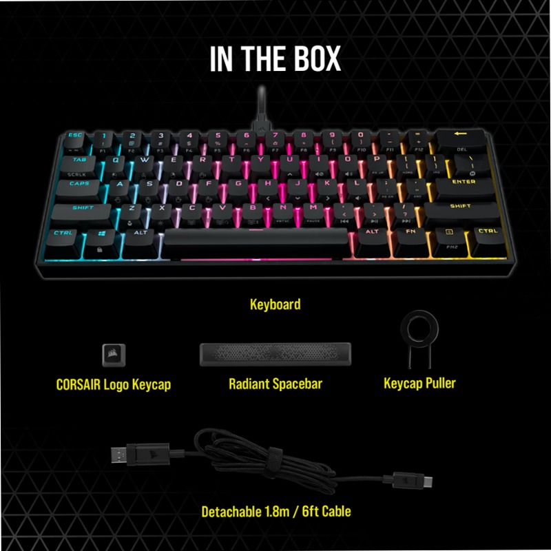 Tastiera Gaming K65 RGB MINI - Cherry MX Red Meccanica