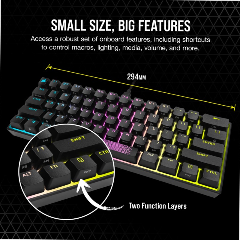 Tastiera Gaming K65 RGB MINI - Cherry MX Red Meccanica