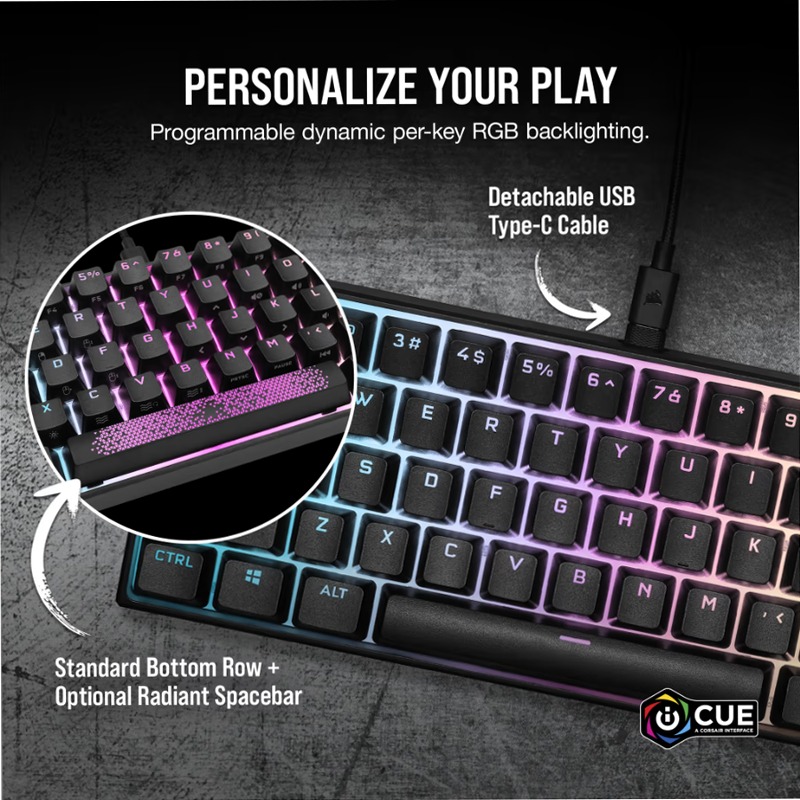 Tastiera Gaming K65 RGB MINI - Cherry MX Red Meccanica