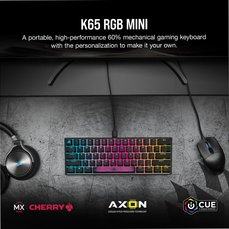 Tastiera Gaming K65 RGB MINI - Cherry MX Red Meccanica