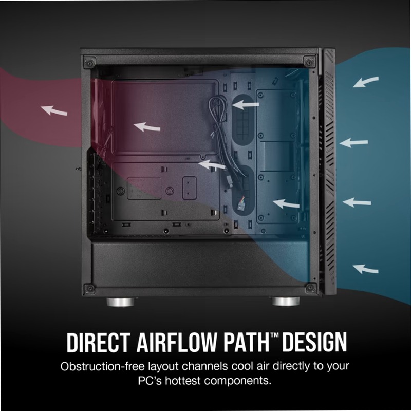 Case gaming mid-tower in vetro temprato 275R Airflow — nero