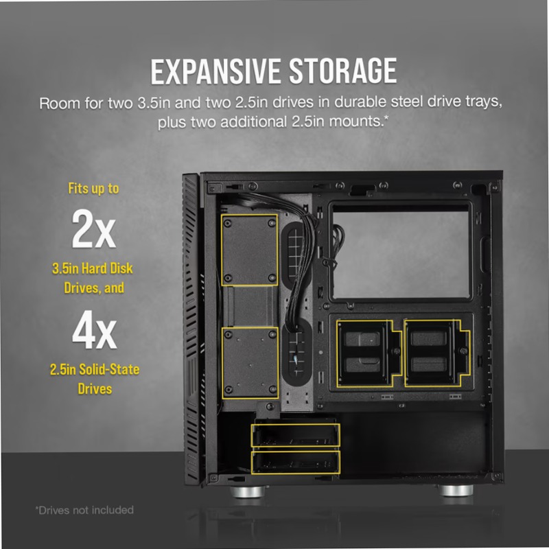 Case gaming mid-tower in vetro temprato 275R Airflow — nero
