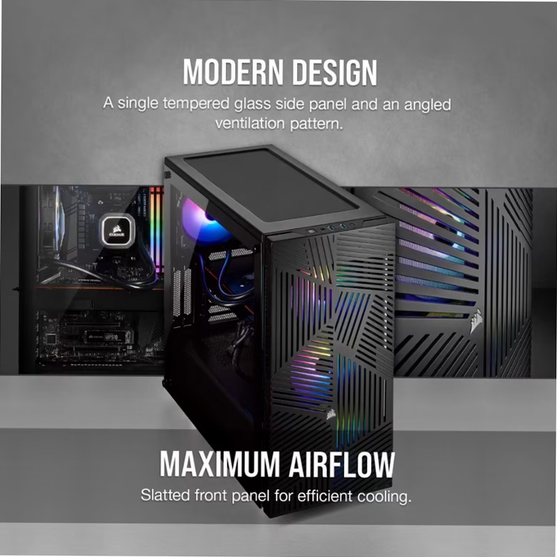 Case gaming mid-tower in vetro temprato 275R Airflow — nero