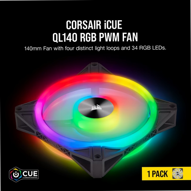 Ventola PWM iCUE QL140 RGB da 140 mm 140mm