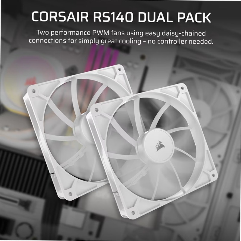 Ventole RS140 PWM da 140 mm - Confezione da due - Bianco 140mm