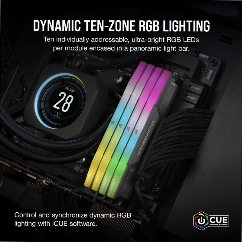 VENGEANCE® RGB 64GB (2x32GB) DDR5 DRAM Up To 5600MT/s CL40