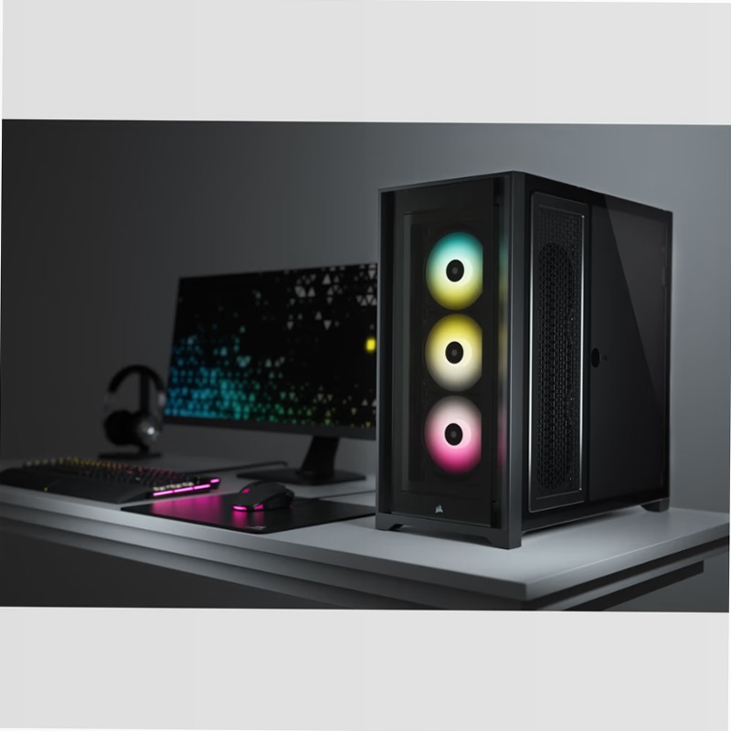 Smart case PC ATX mid-tower in vetro temperato iCUE 5000X RGB, nero