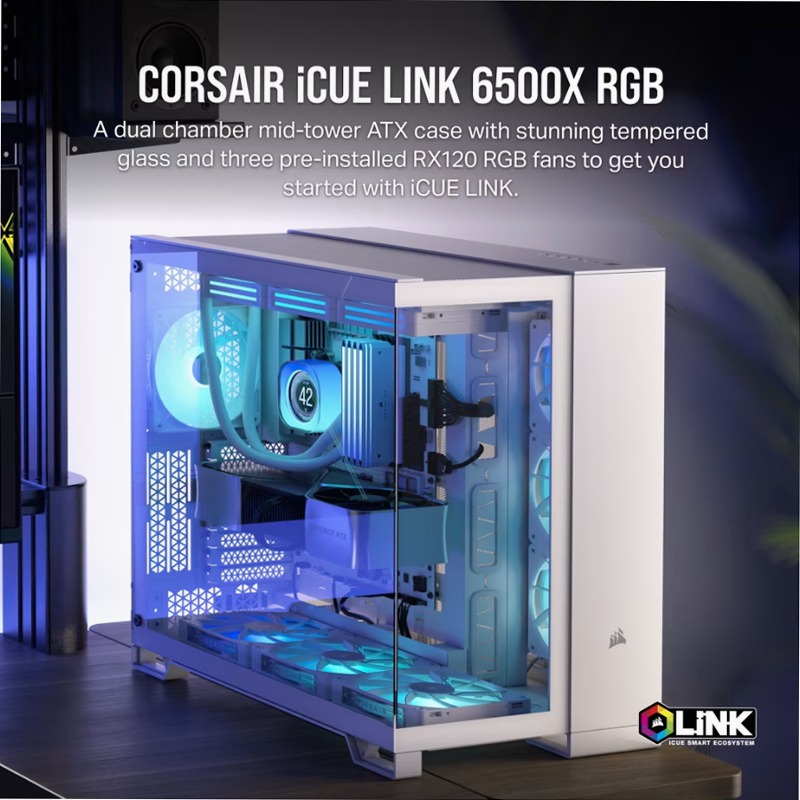 Case PC Mid-Tower iCUE LINK 6500X RGB - Bianco 3