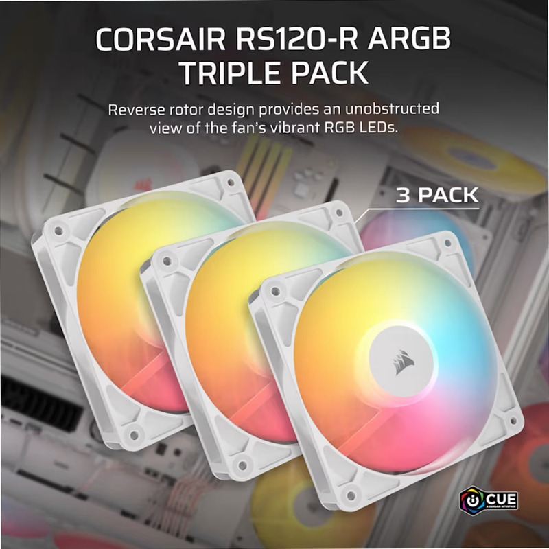 Confezione da tre ventole PWM RS120-R ARGB - Bianco 120mm LED