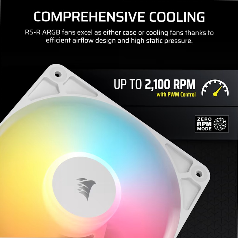 Confezione da tre ventole PWM RS120-R ARGB - Bianco 120mm LED