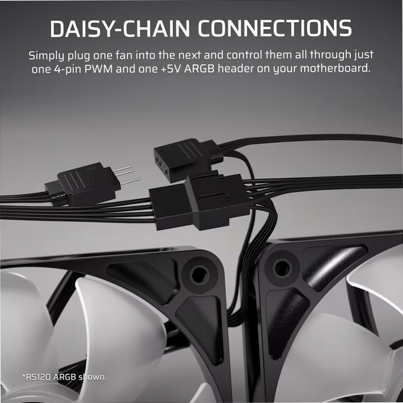 Confezione da tre ventole PWM RS120-R ARGB - Bianco 120mm LED