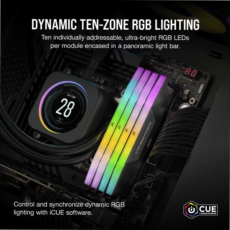 VENGEANCE® RGB 96GB (2x48GB) DDR5 DRAM Up To 6000MT/s CL36 2 6000mhz