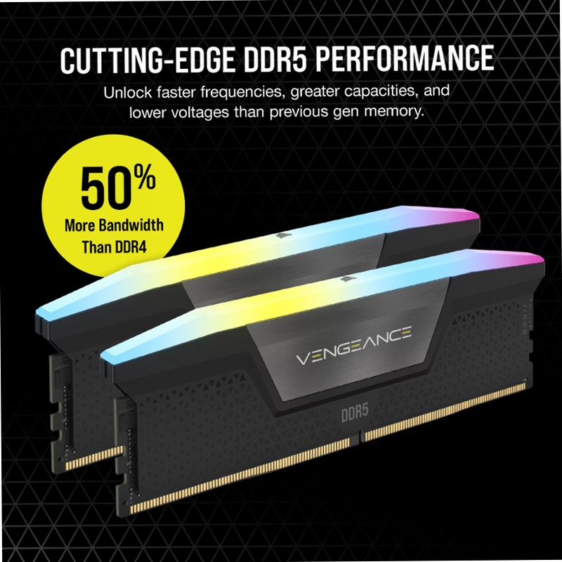 VENGEANCE® RGB 96GB (2x48GB) DDR5 DRAM Up To 6000MT/s CL36 2 6000mhz
