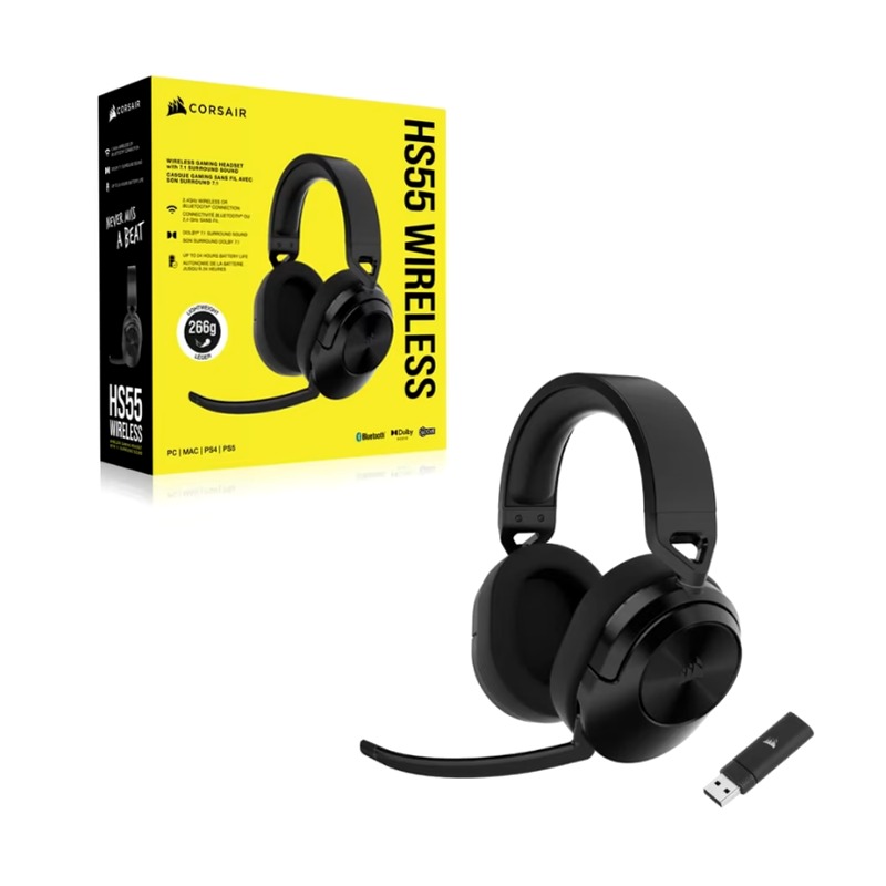 Cuffia Gaming HS55 WIRELESS — Carbonio (EU)