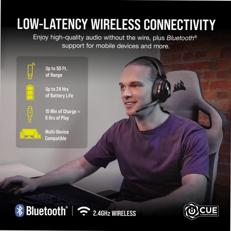 Cuffia Gaming HS55 WIRELESS — Carbonio (EU)