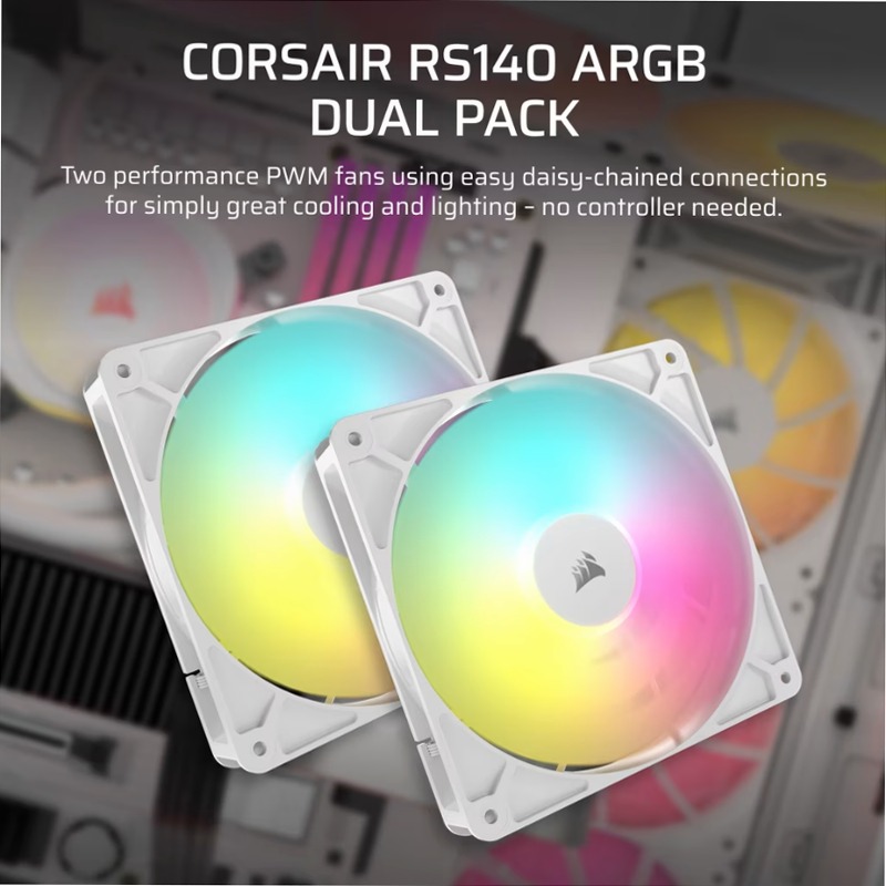 Ventole RS140 ARGB PWM da 140 mm - Confezione da due - Bianco 140mm