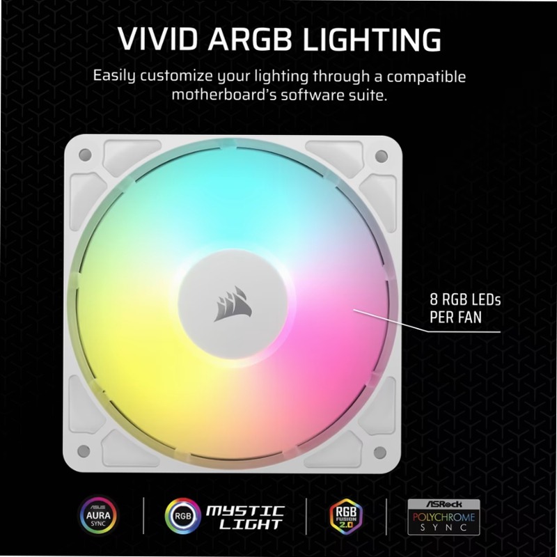 Ventola RS120 ARGB PWM da 120 mm – Bianco 120mm