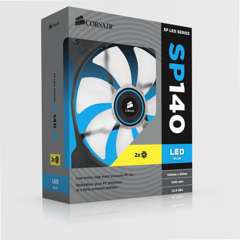 Air Series™ SP140 LED Blue High Static Pressure Fan Twin Pack 140mm