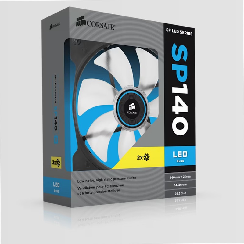Air Series™ SP140 LED Blue High Static Pressure Fan Twin Pack 140mm