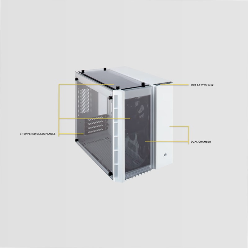Case Micro ATX Crystal Series 280X in vetro temprato - Bianco