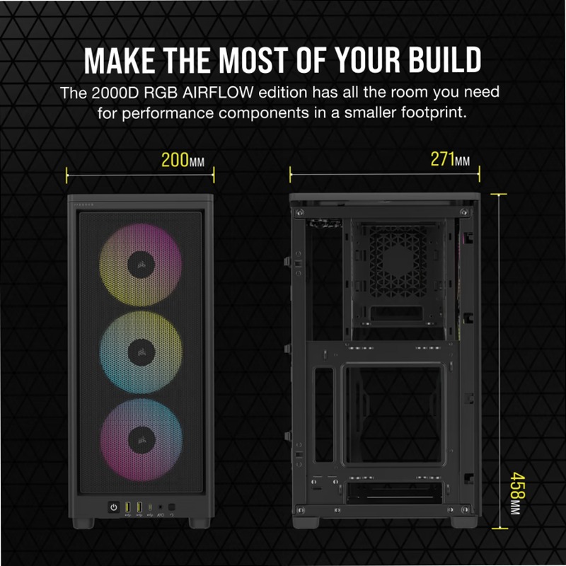 Case PC Mini-ITX 2000D RGB AIRFLOW - Nero Aria