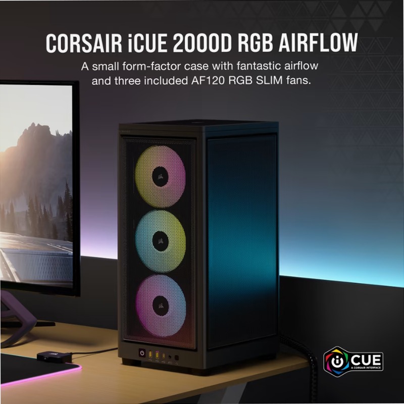 Case PC Mini-ITX 2000D RGB AIRFLOW - Nero Aria