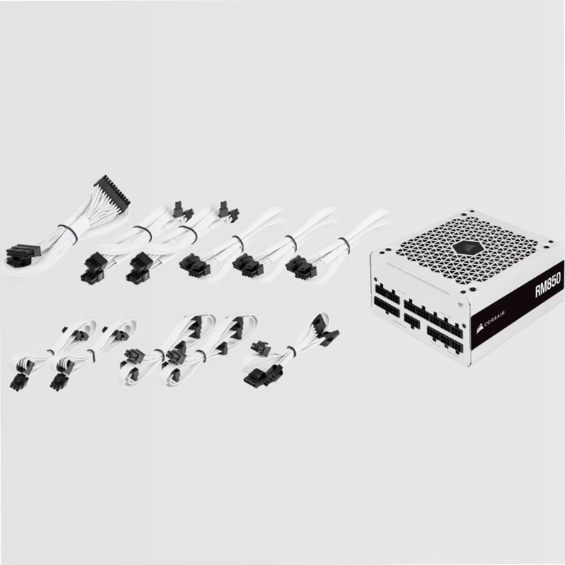 Alimentatore ATX RM White Series interamente modulare RM850 da 850 Watt con certificazione 80 PLUS Gold