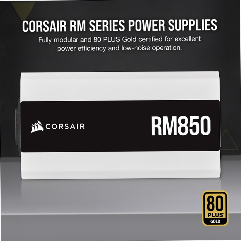 Alimentatore ATX RM White Series interamente modulare RM850 da 850 Watt con certificazione 80 PLUS Gold
