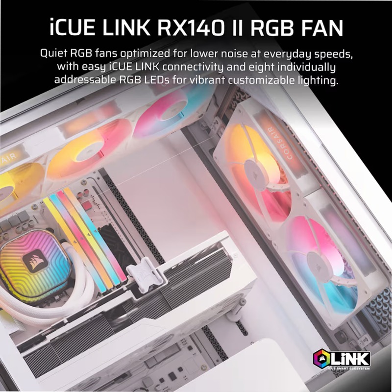 Espansione per ventole PC RGB PWM iCUE LINK RX140 II - Bianco