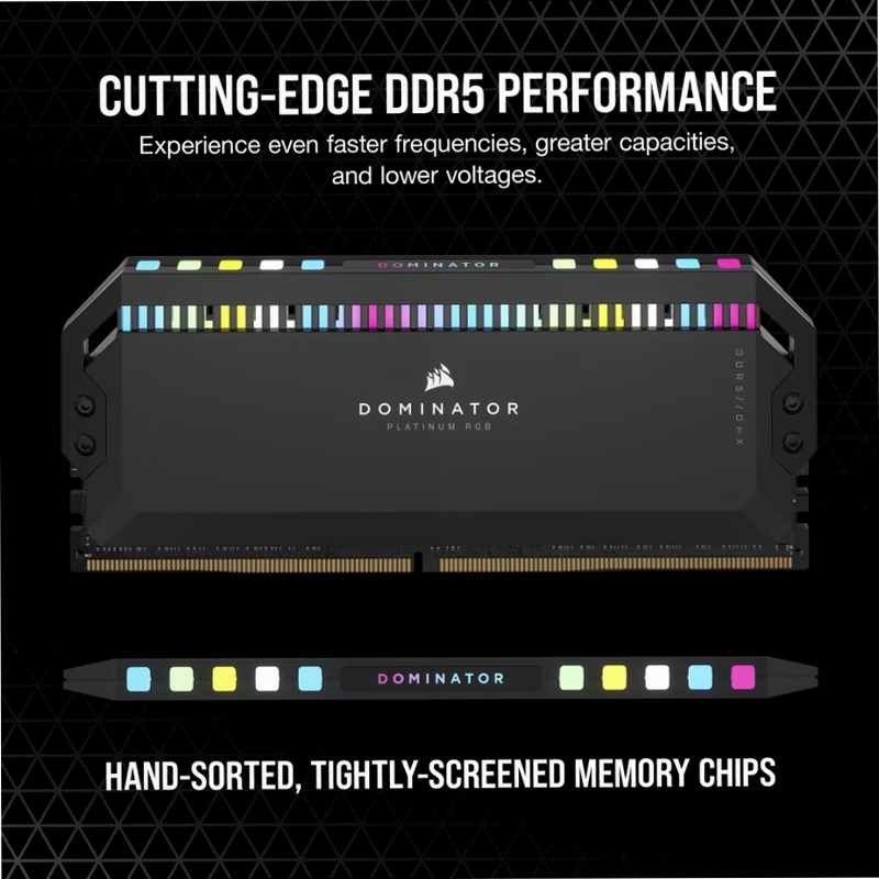 DOMINATOR® PLATINUM RGB 32GB (2x16GB) DDR5 DRAM 6400MT/s CL32